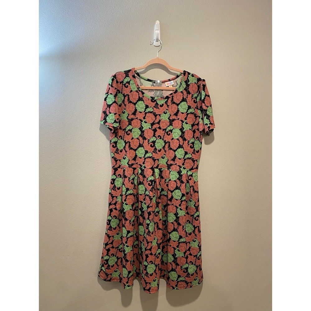 LuLaRoe Amelia Dress Floral Cottagecore 3XL Fit Flare Textured Romantic Feminine - Picture 2 of 6
